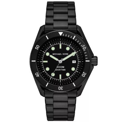 Michael Kors 男表 男士黑色不锈钢潜水三针腕表 防水时尚休闲手表 送男友