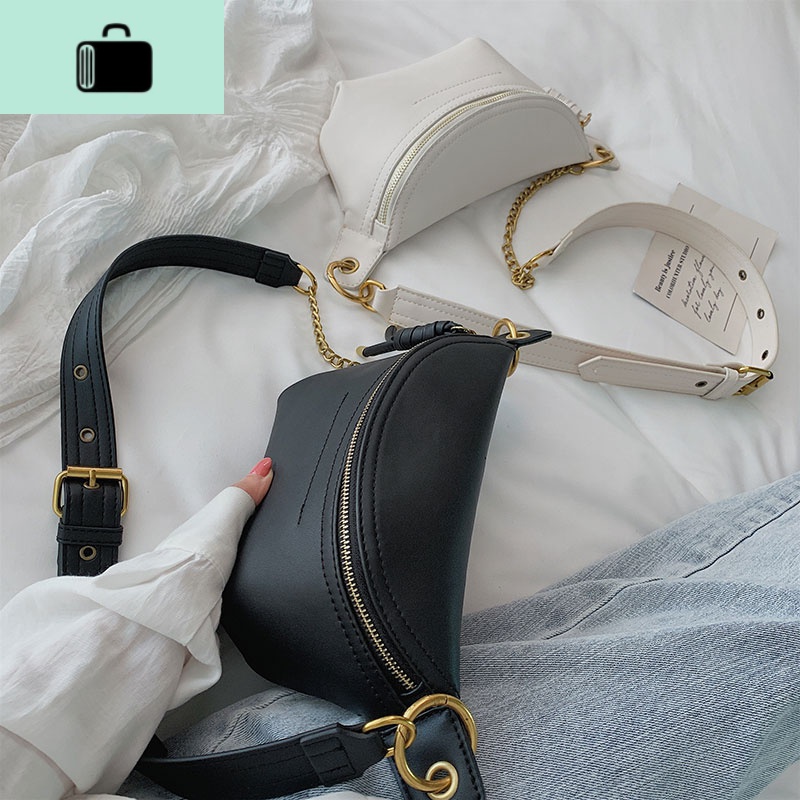 ins超火的包包斜挎胸包女2020新款潮韩版夏季单肩包百搭链条腰包NEW LAKE男士腰包