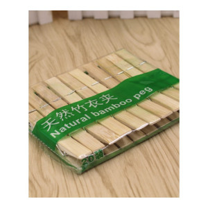 家柏饰(CORATED)竹夹子晒衣夹裤夹衣服夹子防风大棚竹夹小木头夹子大号20个装