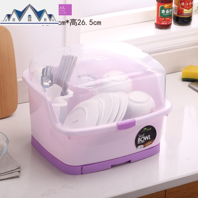 厨房碗筷收纳盒放碗带盖沥水控水篮盘子碗控水滤水架家用碗柜塑料 三维工匠收纳层架