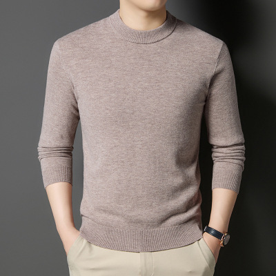 主推330克100%澳毛羊毛衫男秋冬新款半高领纯羊毛打底毛衣男