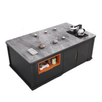 戴劲 岩板茶几客厅茶台烧水壶一体桌家用泡茶台办公室茶桌 1.3米灰色配茶炉