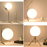 苏宁放心购 北欧简约台灯卧室床头柜灯创意后现代房间温馨浪漫暖光玻璃圆球灯