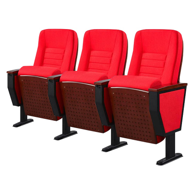 臻远ZY-LTY-48礼堂椅剧院椅会议室椅子红色不带前写字板三人位