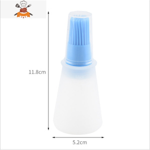 可高温硅胶油刷带瓶 厨房烙饼油刷子烧烤刷子食用毛刷家用 敬平 油瓶刷子(蓝色)带盖子