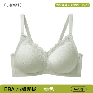 春夏款无痕蕾丝内衣女小胸薄款文胸聚拢防下垂提拉舒适固定杯胸罩