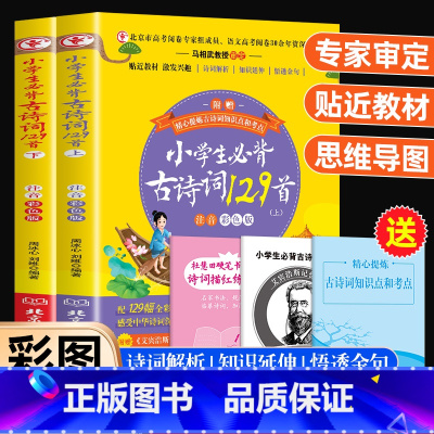 [全5册]小学生必背古诗词129首(古诗词2本+字帖+背诵打卡+考点) 小学通用 [正版]2024新版 小学生必背古诗词
