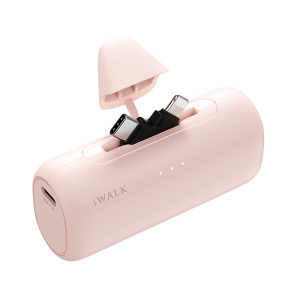 爱沃可[3C认证可上飞机]LPS002 快充尾插移动电源 5000毫安/lightning+type-c适用/粉色