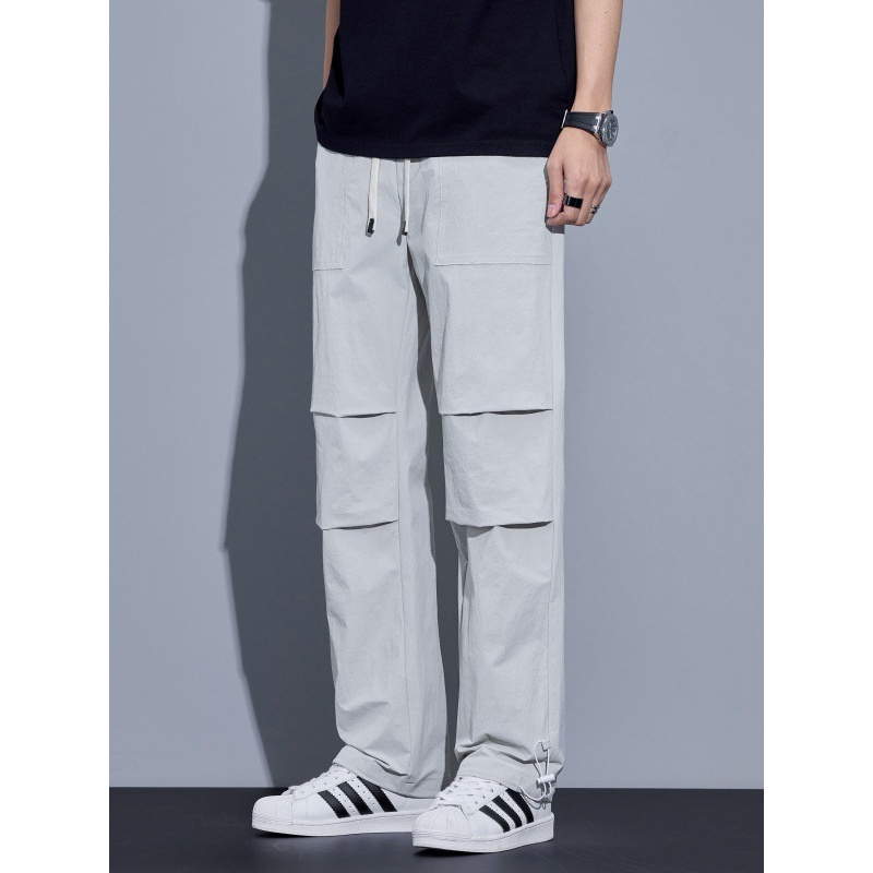 户外速干裤子男款夏薄款宽松工装 褶皱直筒百搭运动风 露营休闲裤