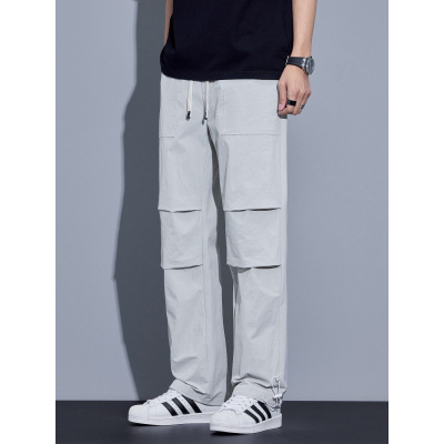 户外速干裤子男款夏薄款宽松工装 褶皱直筒百搭运动风 露营休闲裤