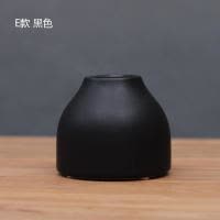 中式黑白色简约陶瓷小花瓶家居装饰品摆件日式极简花插 三维工匠 C款灰咖色