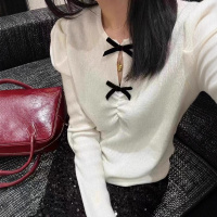法式高级感蝴蝶结针织打底衫女秋冬新款气质学生长袖毛衣上衣