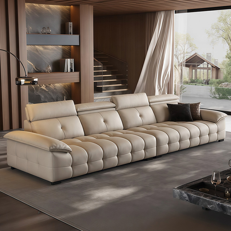 意式轻奢高靠劳伦斯真皮沙发头层牛皮沙发简约极简皮沙发现代直排