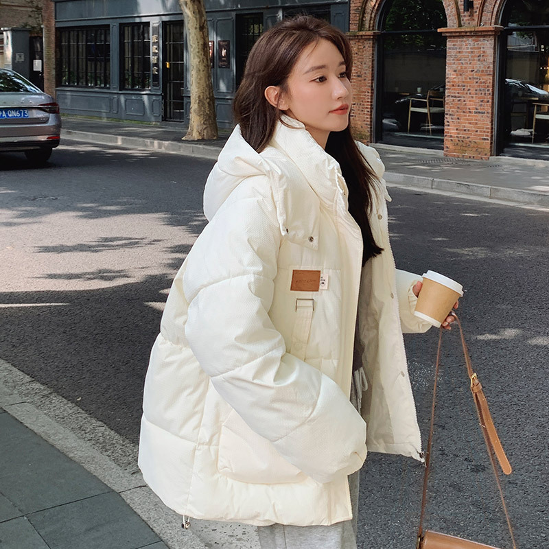 连帽羽绒棉服女2024秋冬新款韩版大码宽松小个子面包服外套棉袄潮