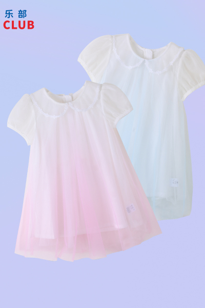 [1件3折]铅笔俱乐部童装2025夏装新款女童连衣裙小童彩色网纱裙子公主裙