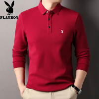 花花公子男士长袖t恤喜爸爸春秋装上衣服红色婚宴结婚礼服POLO衫
