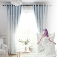 美帮汇韩式小清新棉麻绣花窗纱色简约现代全遮光定制窗帘卧室客厅成品