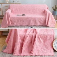 家柏饰(CORATED)北欧色沙发巾沙发布全盖毯子单简约沙发套沙发垫盖布罩 胭脂粉菱形格[] 230*340cm