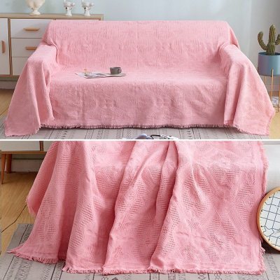 家柏饰(CORATED)北欧色沙发巾沙发布全盖毯子单简约沙发套沙发垫盖布罩 胭脂粉菱形格[] 230*340cm