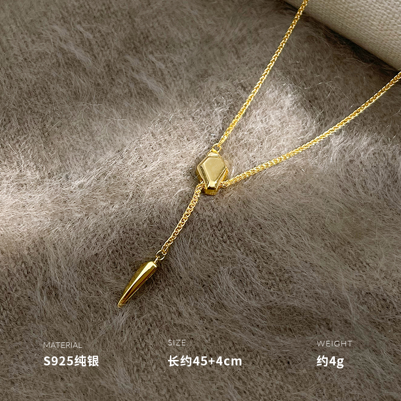 925纯银几何棱面灵蛇项链女锁骨链轻奢个性高级感重约4g BCX5480