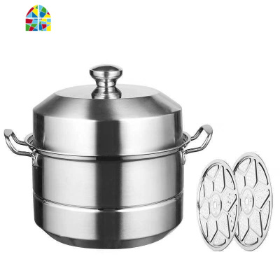 大蒸锅34 36 40cm商用不锈钢蒸锅大号2双层3蒸馍锅电磁炉 FENGHOU 特厚无磁38cm四层1.3mm
