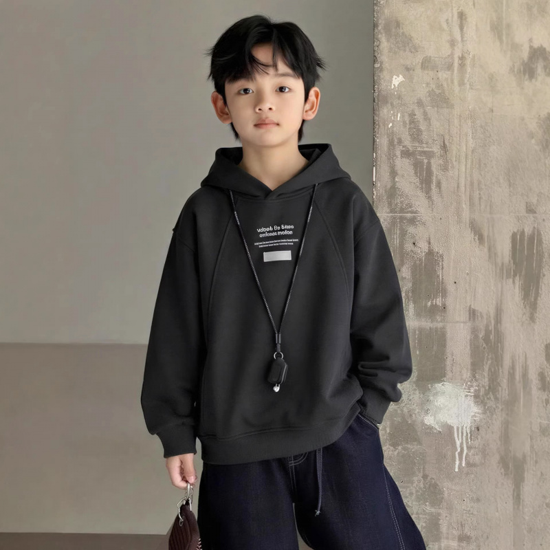 男童连帽春季卫衣2026新款酷帅中大童春装上衣儿童春秋款宽松衣服