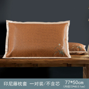美帮汇夏季凉席枕套枕席双面加大透气成人冰丝藤席凉爽枕皮枕头套一对