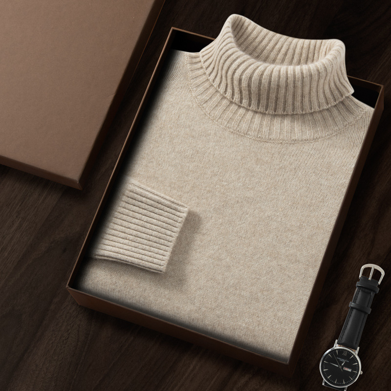 秋冬新款男士羊绒衫高领加厚打底衫宽松大码内搭商务休闲羊毛衫男