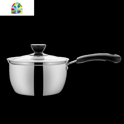 不锈钢304小锅迷你多功能小蒸锅奶锅热奶汤锅家用 燃气辅食泡面锅 FENGHOU SUS30424cm汤锅[复底]+蒸格