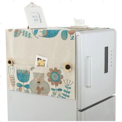 布莱梦布艺冰箱防尘罩单开冰箱罩简约冰箱盖布巾滚筒洗衣机微波炉防尘布熊仔单开冰箱洗衣机140*55cm