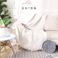 家柏饰(CORATED)沙发巾全盖布北欧沙发垫套毯冬季加厚弹力通用懒人沙发罩 白色T型格 180*260