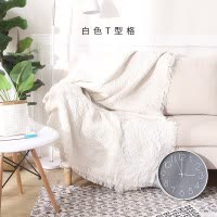 家柏饰(CORATED)沙发巾全盖布北欧沙发垫套毯冬季加厚弹力通用懒人沙发罩 白色T型格 180*260