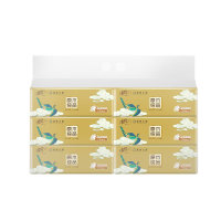 清风 敦煌文创 原木纯品系列3层100抽一提6包环保舒适家用