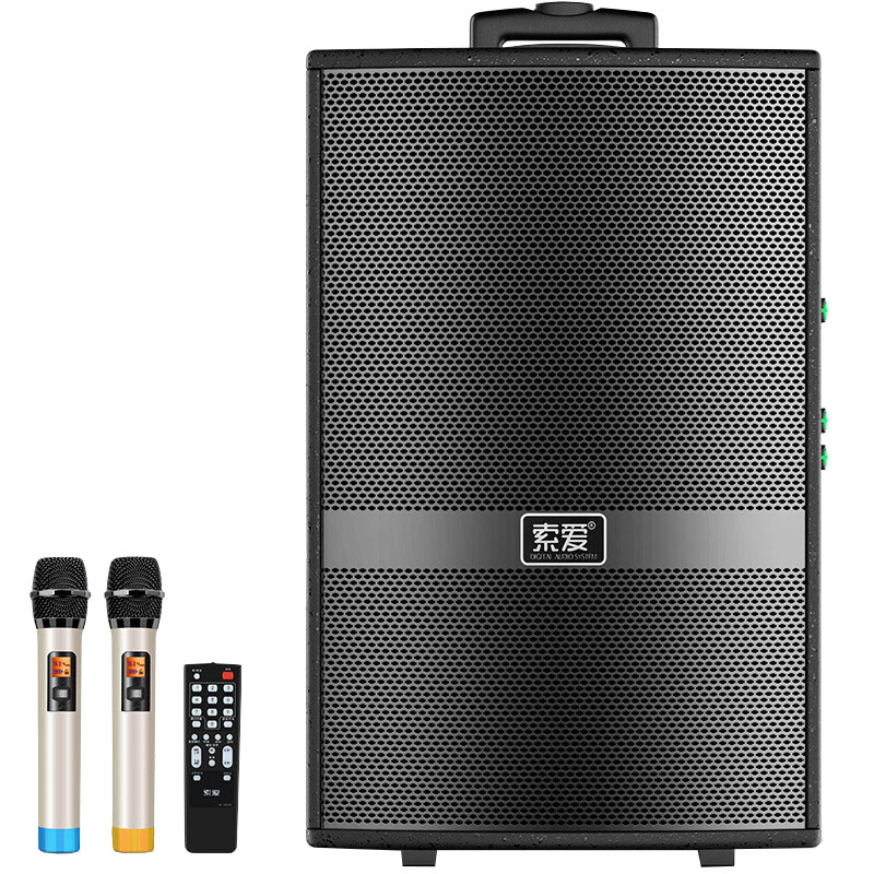 索爱x22 户外音响广场舞k歌唱歌舞台演出木质拉杆15寸带无线话筒便携