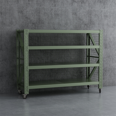 臻远 ZYJJ-HJ-092 可移动货架库房置物架带轮重型货架四层后背有网2000*600*2000mm/500kg