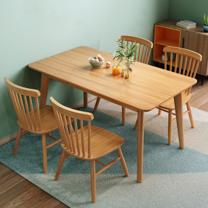 欧梵森 餐桌 北欧橡胶木长方形全实木餐桌椅组合现代简约家用小户型日式方桌4人6人吃饭桌子