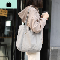 日韩文艺帆布包女单肩包 ins慵懒风布袋包大容量休闲购物袋NEW LAKE女士单肩包