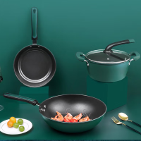 荣事达 锅具三件套不粘锅(炒锅+煎锅+奶锅) RSD003-FJ 墨绿色 单套价