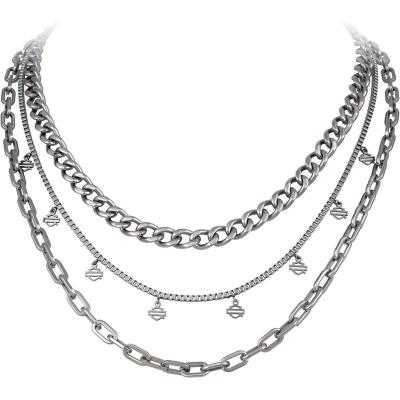 Harley Davidson女士多层吊杆盾牌吊坠项链时尚简约百搭服装配饰锁骨链