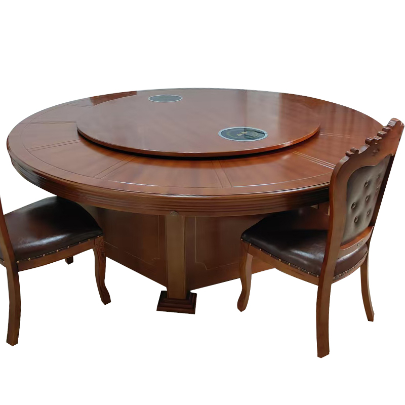 广亿隆电动餐桌中式实木圆形餐台