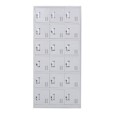 汉诺鑫威更衣柜员工铁皮柜健身房宿舍储物柜带锁存包柜收纳柜钢制十八门更衣柜