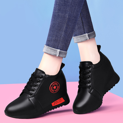 盾狐内增高女鞋冬季2020新款8cm鞋子女加绒妈妈轻便厚底运动鞋98231