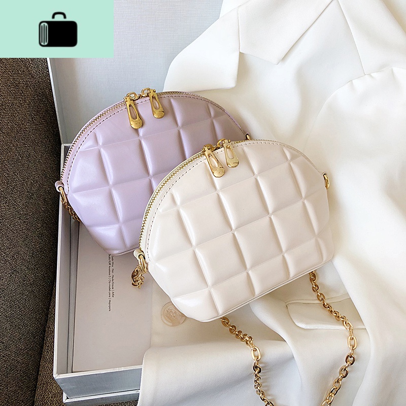2020新款日韩甜美简约风贝壳女包时尚纯色青年链条单肩斜挎小包包NEW LAKE女斜挎包