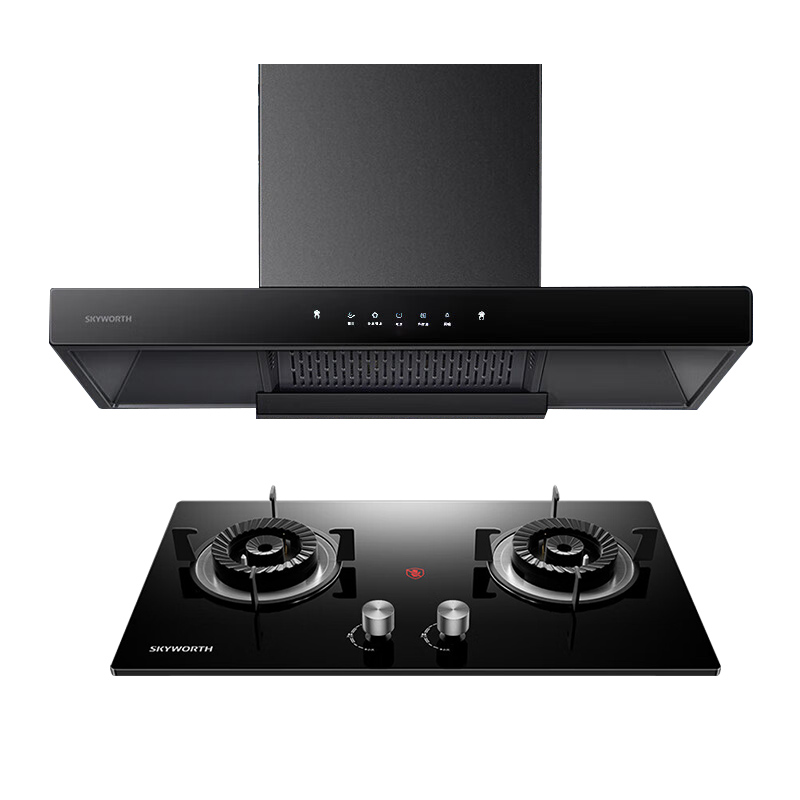 创维 抽吸油烟机灶具套装Y1P+Z207BS 欧式排油烟机燃气灶套餐烟灶 21m³爆吸家用自清洗挥手 液化气