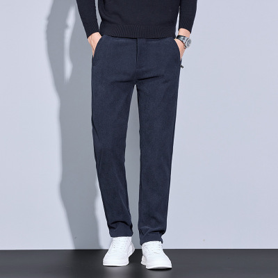 |早秋冬男士灯芯绒休闲裤轻奢商务纯色潮流时尚小西裤直筒