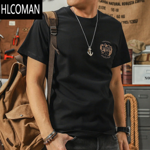HLCOMAN欧洲站t恤男短袖2023夏季新款潮牌时尚青年帅气修身半袖上衣