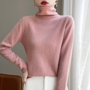 100全羊毛衫女秋冬堆堆领长袖套头毛衣修身内搭非羊绒针织衫毛衣