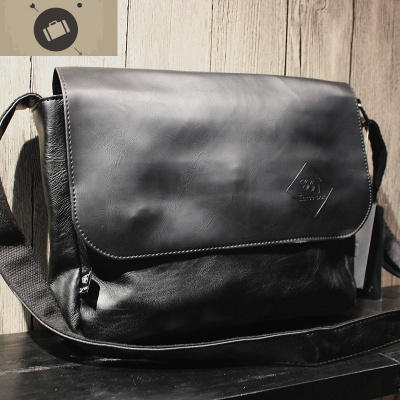 新款复古简约邮差包潮男斜挎包女单肩包PU皮挂包ipad背包艾狄伊娃