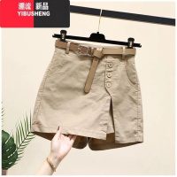 YIBUSHENG棉麻休闲短裤女士2024季新款百搭时尚显瘦裤裙松紧腰裙裤子薄款