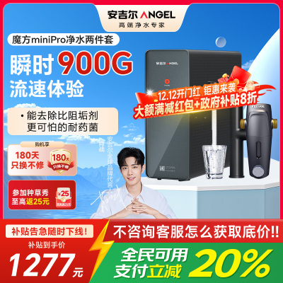 安吉尔净水器家用直饮机 RO反渗透净饮机魔方Mini Pro+前置净水两件套